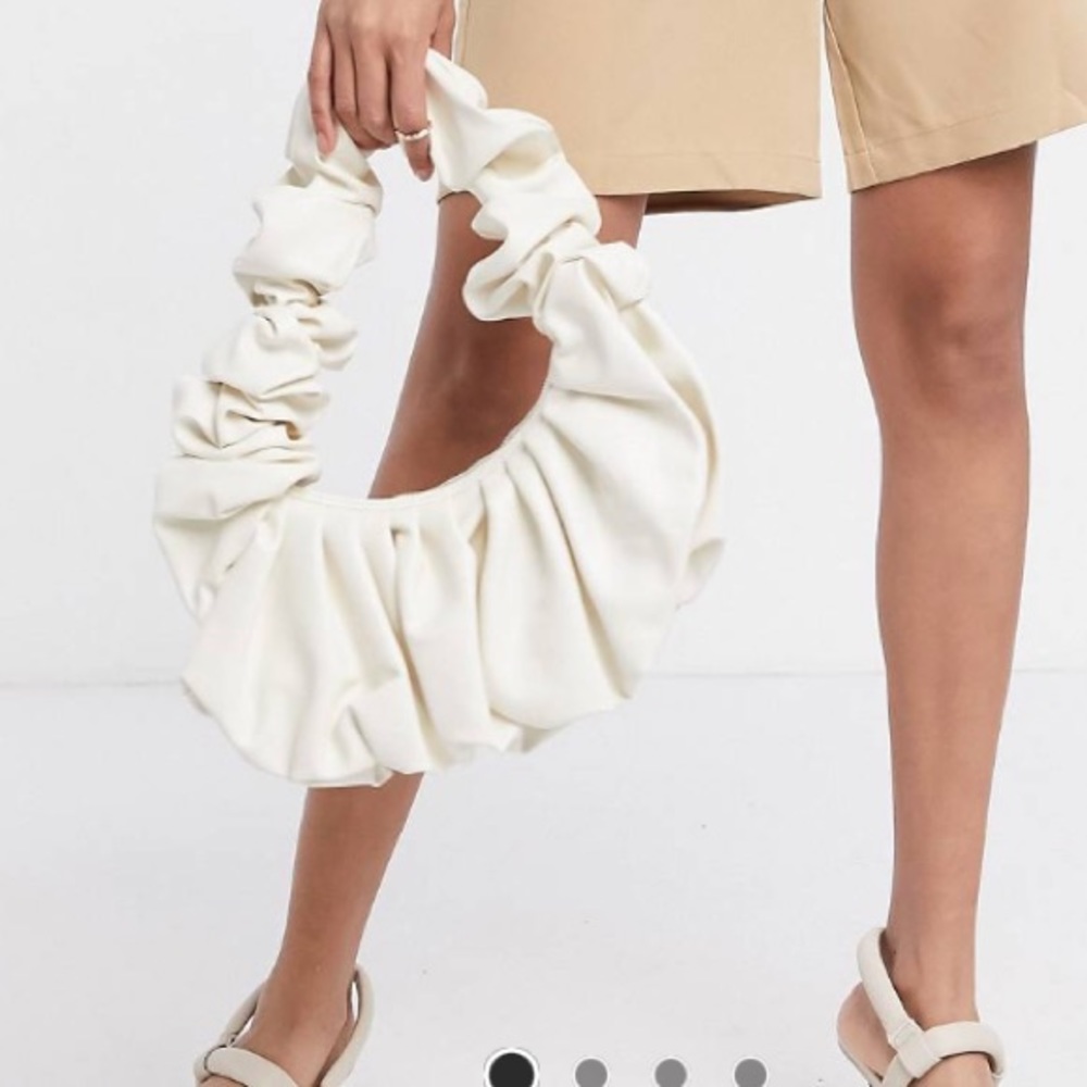 ASOS DESIGN super ruched grab clutch bag in off white